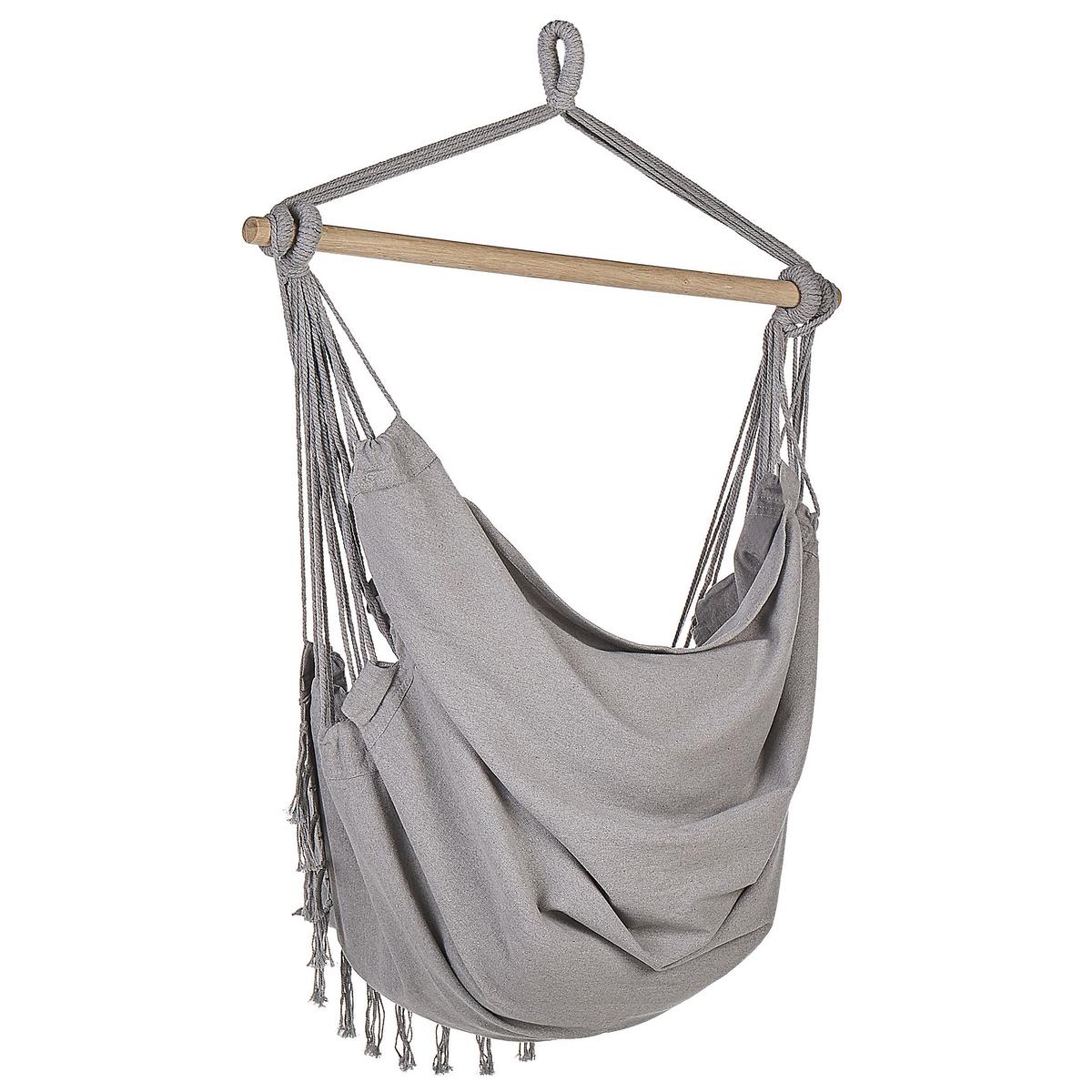 HÄNGESSESSEL Makramee Baumwolle hellgrau Bonea - Hellgrau, Textil (95/125/55cm) - Beliani