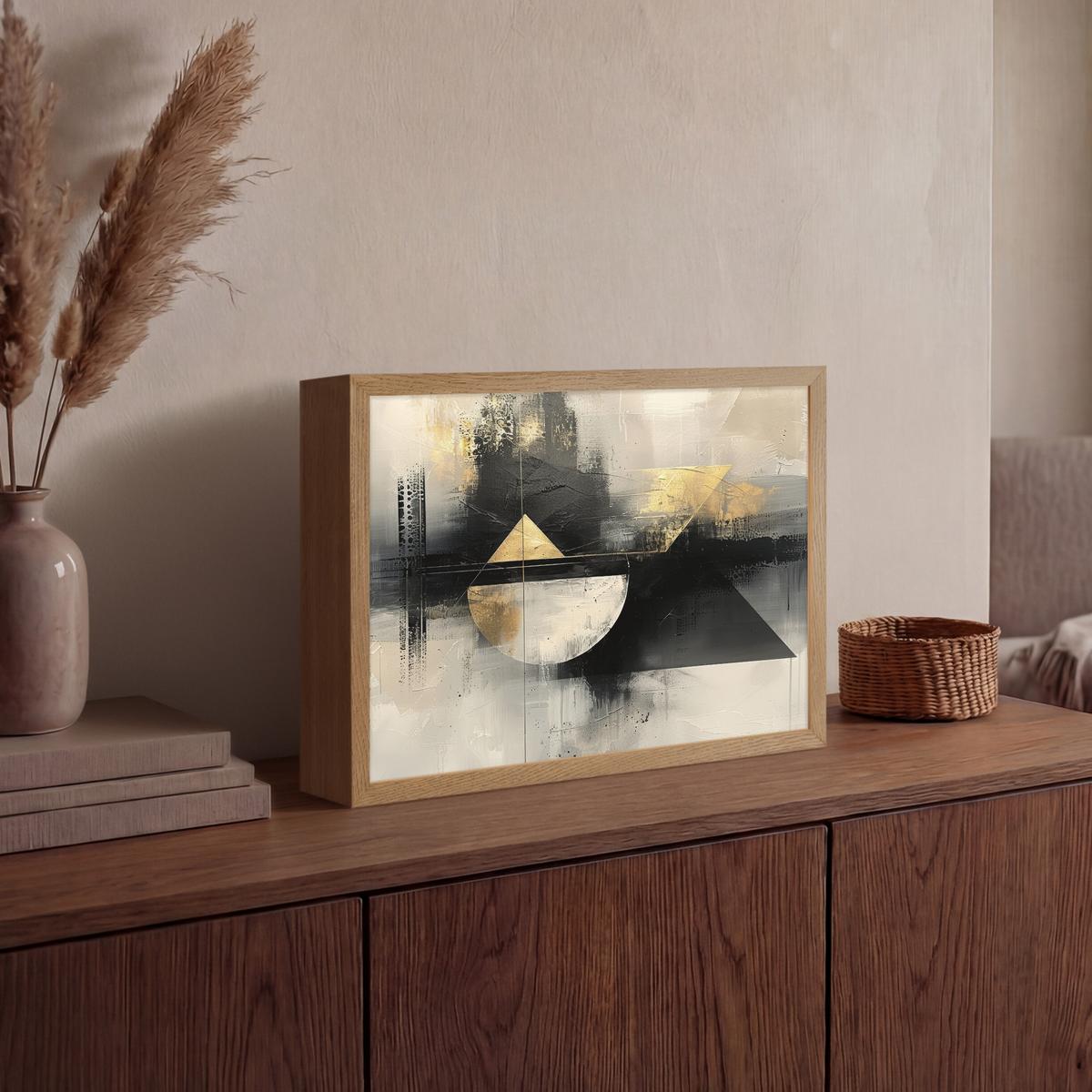 WANDLEUCHTE MIT AKKU Abstrakt - Schwarz - Farbe - Modern 40x30 cm - Grau, Holzwerkstoff (40/30/8cm) - OnlyWow