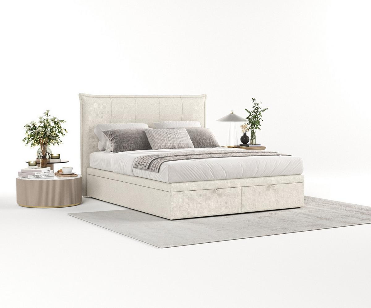 POLSTERBETT Liano mit Stauraum 180/200 cm Hellbeige im Alta Stoff - Sandfarben/Schwarz, Holz/Holzwerkstoff (180/200cm) - AltaBeds