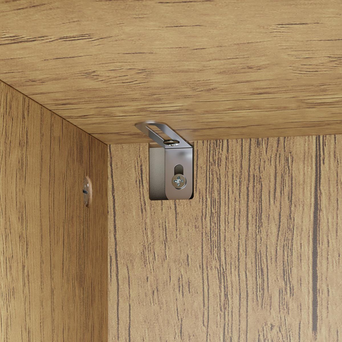 HOCHSCHRANK Badezimmerschrank mit Tür und offenen Regalfächern BZR237-E-N - Hellbraun/Eichefarben, Holzwerkstoff (30/180/50cm) - SoBuy