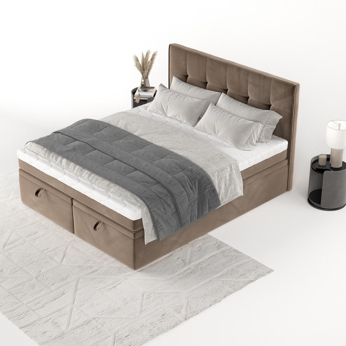 BOXBETT Arivo 160/200 cm Braun im Paros Stoff - Schwarz/Braun, Holz/Holzwerkstoff (160/200cm) - AltaBeds