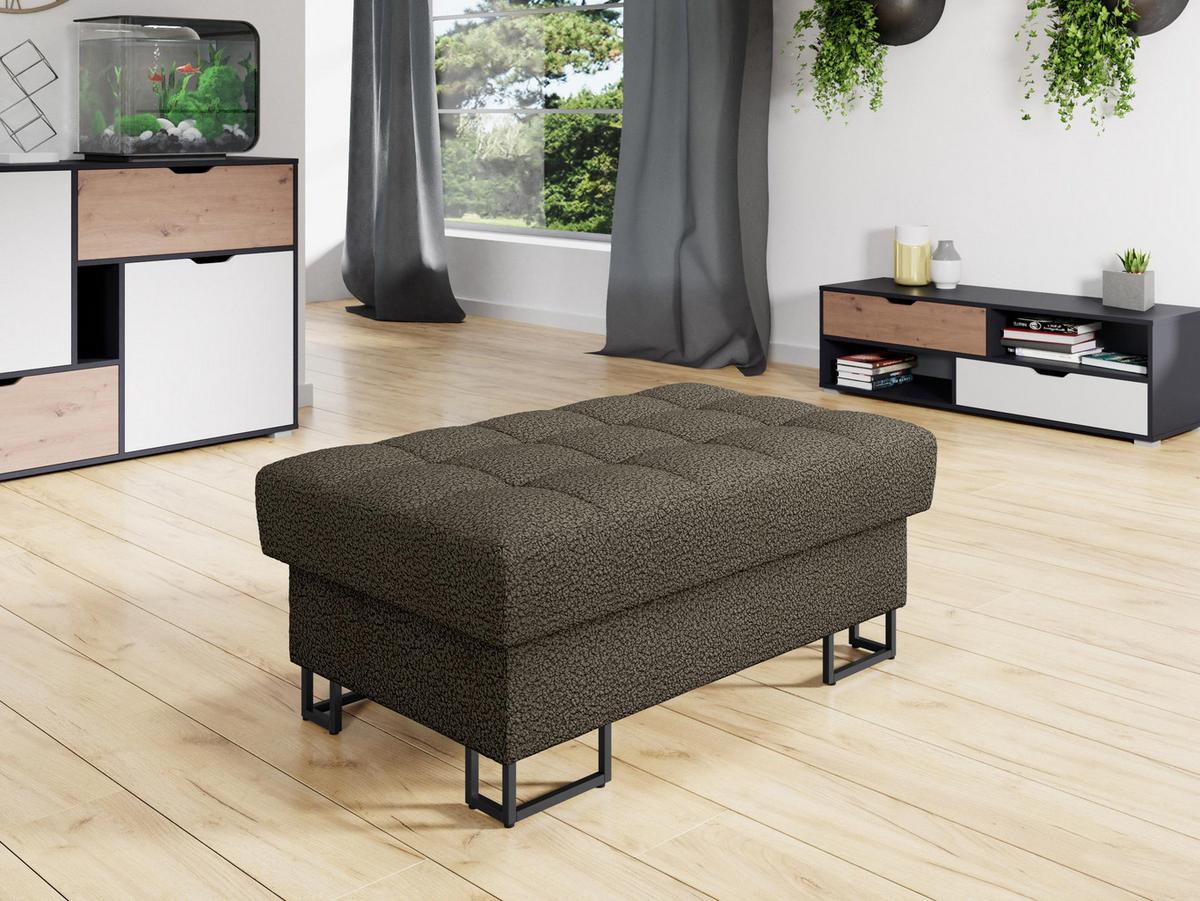 POLSTERHOCKER Laris - Dunkelbraun/Schwarz, Holz/Textil (106/44/67cm) - MIRJAN24