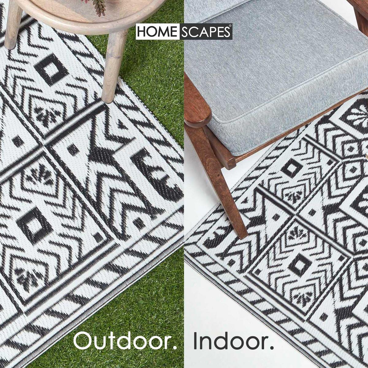 OUTDOORTEPPICH Ethno-Muster 120/180 cm - Schwarz, Kunststoff (122/182cm) - Homescapes