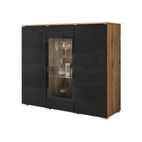 KOMMODE Vera 120 - Schwarz Hochglanz/Eiche Wotan, Holzwerkstoff/Kunststoff (120/104/40cm) - MIRJAN24