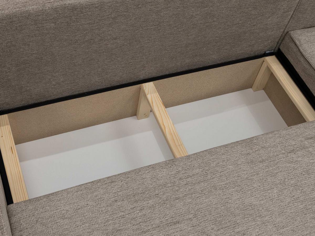 WOHNLANDSCHAFT Karl U - Creme/Schwarz, Holz/Kunststoff (312/82/145cm) - MIRJAN24