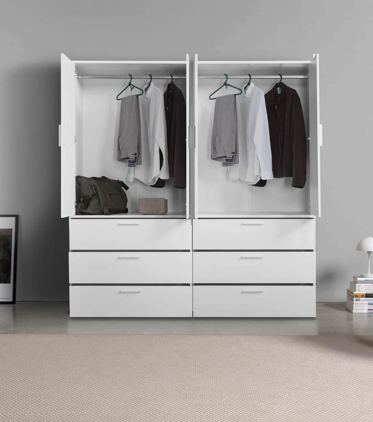 KLEIDERSCHRANK Grid deckenhoch - Weiß, Holzwerkstoff (180/234/58cm) - Mokebo