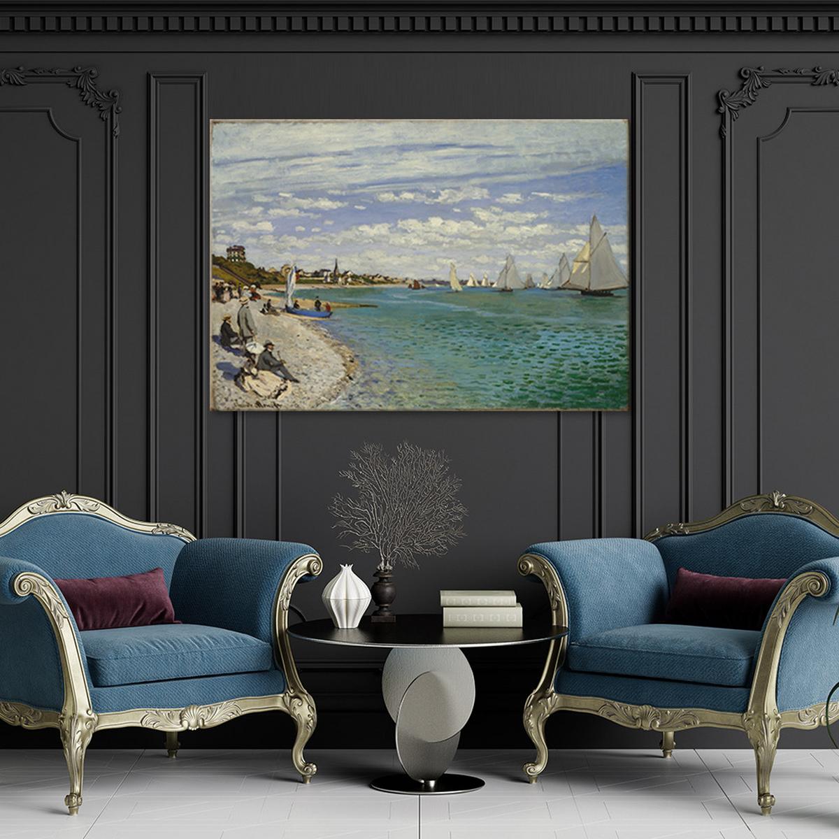 WANDBILD regatta in sainte adresse claude monet - Multicolor, Textil (60/40cm) - Feeby