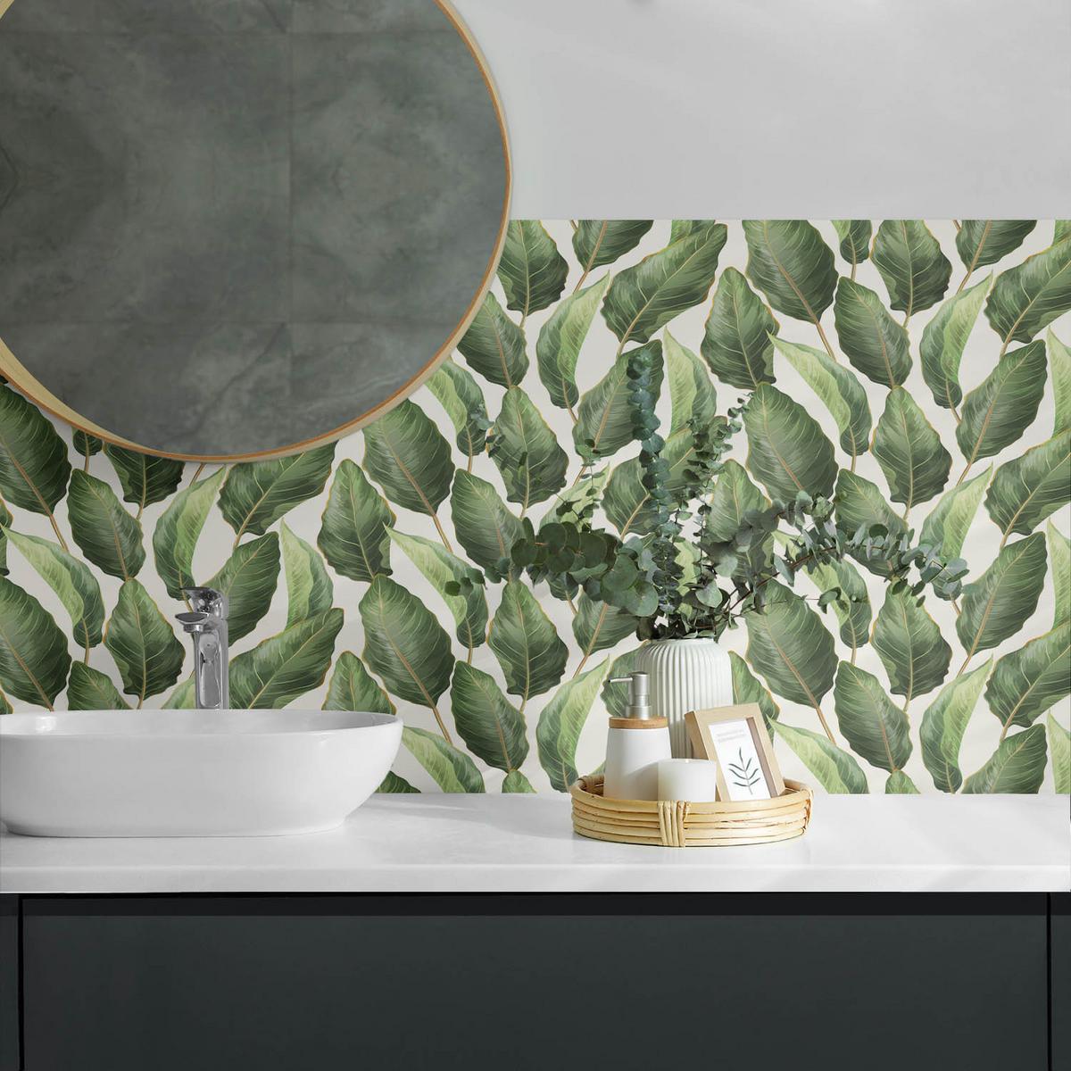 WANDPANEEL 10x 40x20 cm selbstklebend Tropica - Grün, Kunststoff (20/1.6/40cm) - Wallfluent