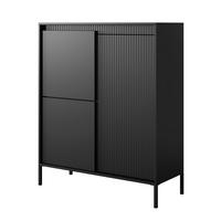 HIGHBOARD SENSATO 104/123/40 cm mit 3 Türen Schwarz - Schwarz, Holzwerkstoff (104/123/40cm) - MASSENO