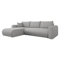 ECKSOFA Eliwo Cord - Hellgrau/Schwarz, Holz/Textil (252/158cm) - MIRJAN24