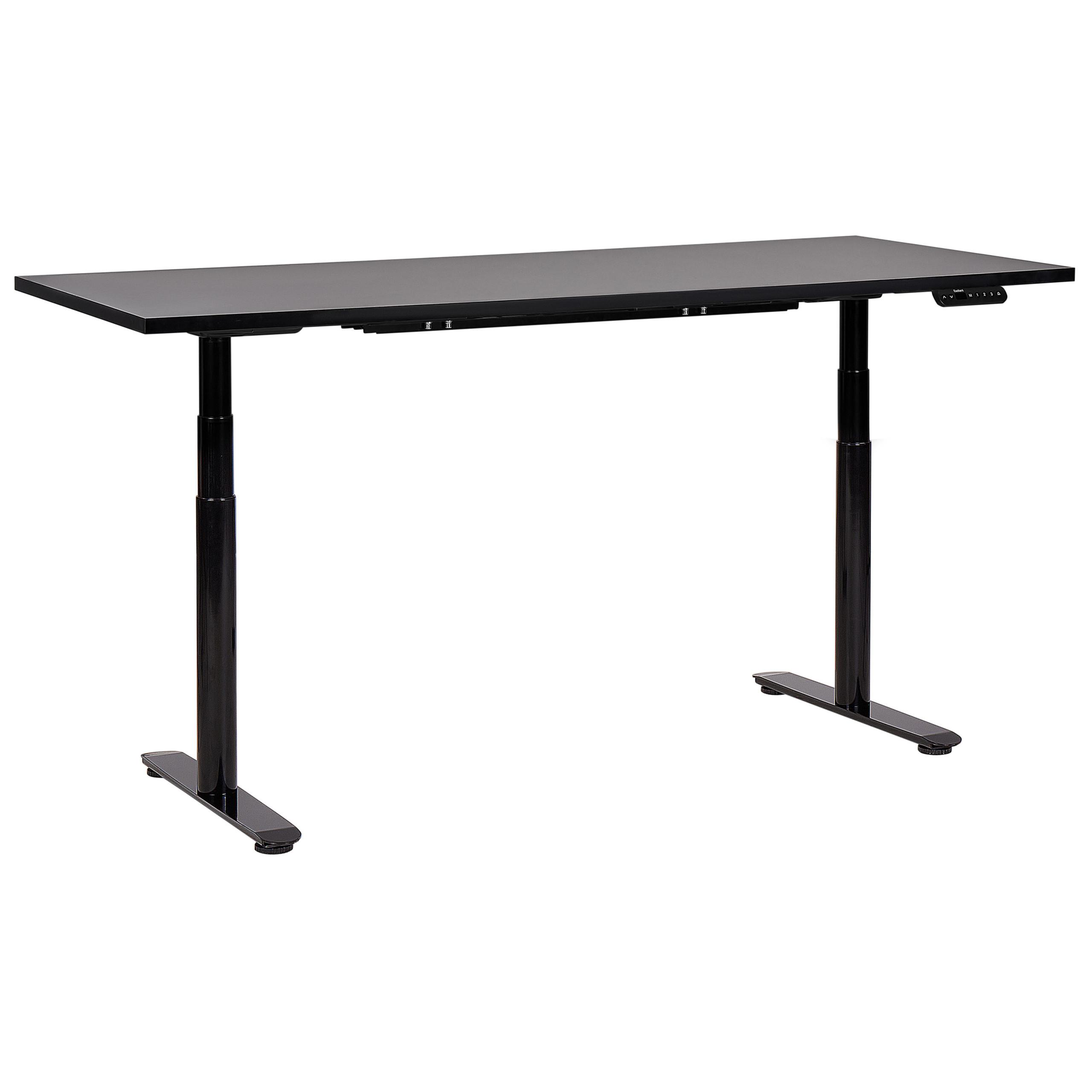 SCHREIBTISCH schwarz 180/80 cm elektrisch höhenverstellbar Destin IV - Schwarz, Holz (80/180/67cm) - Beliani