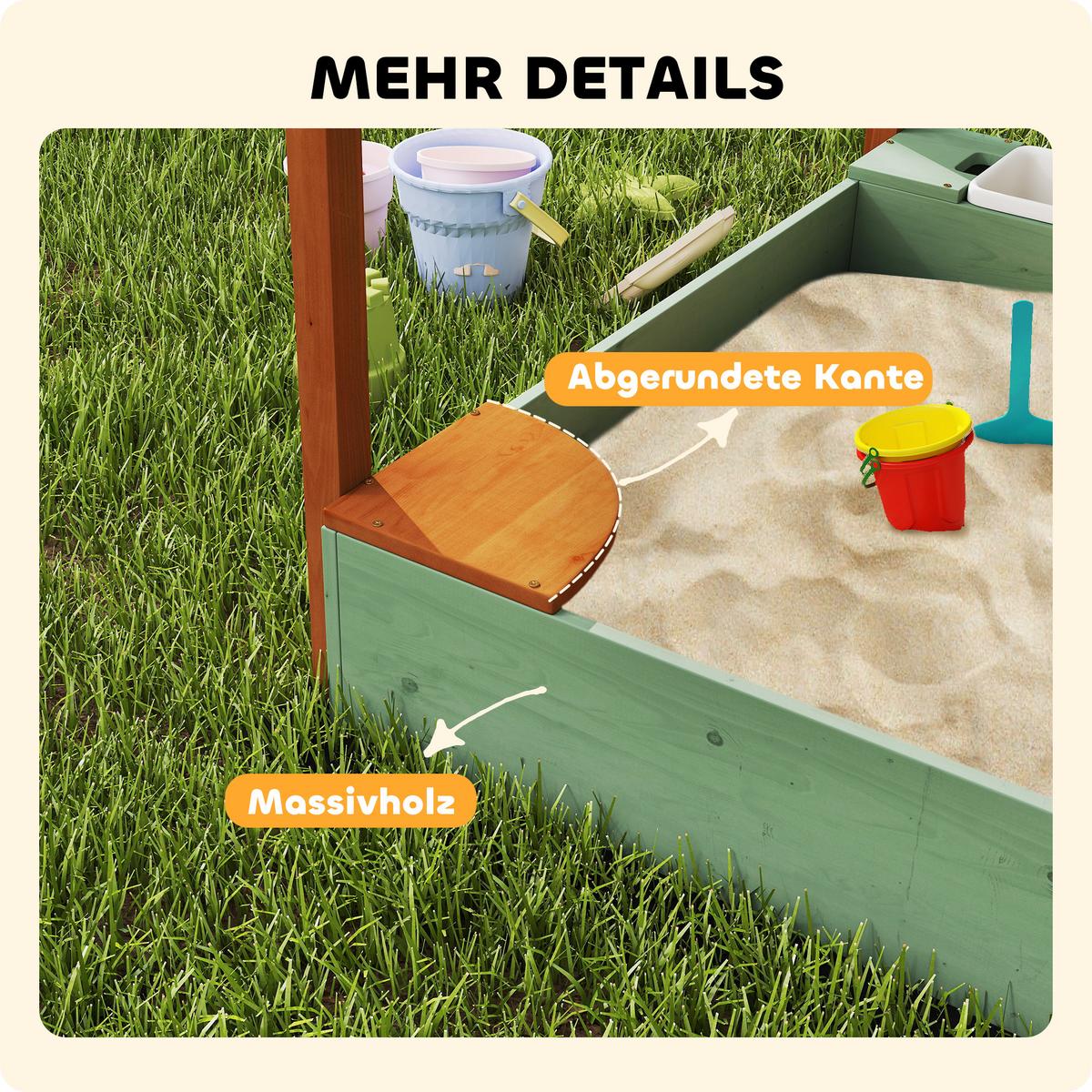 SANDKASTEN, Grün, Tannenholz, Kunststoff - Grün, Holz (116/112.5/128cm) - AIYAPLAY