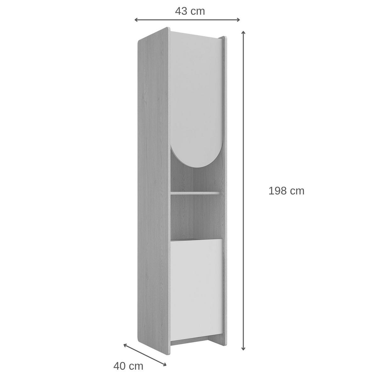 BÜCHERREGAL Lena mit 2 Türen und offenen Fächern, 43 cm, für Jugendliche, Eiche Cremona/Macadamia/Puderrosa, Links - Eichefarben/Beige, Holzwerkstoff (43/198/40cm) - Beautysofa