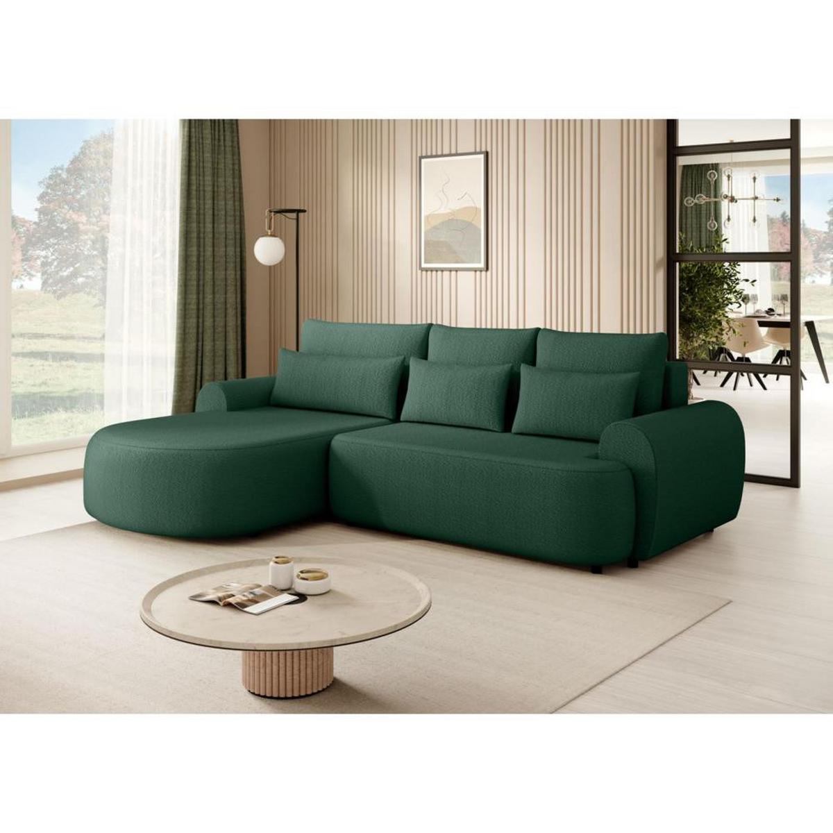 ECKSCHLAFSOFA Olivio L Grün - Schwarz/Grün, Kunststoff/Textil (266/170cm) - Beautysofa