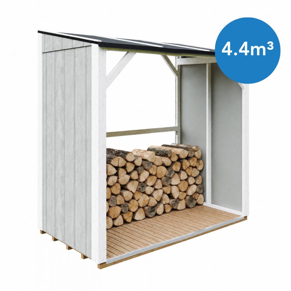 BRENNHOLZLAGER 2,54 m², Kaminholzunterstand mit ~4,4 m³ Lagerkapazität - Hellgrau, Holz (118/220/215cm) - Timbela