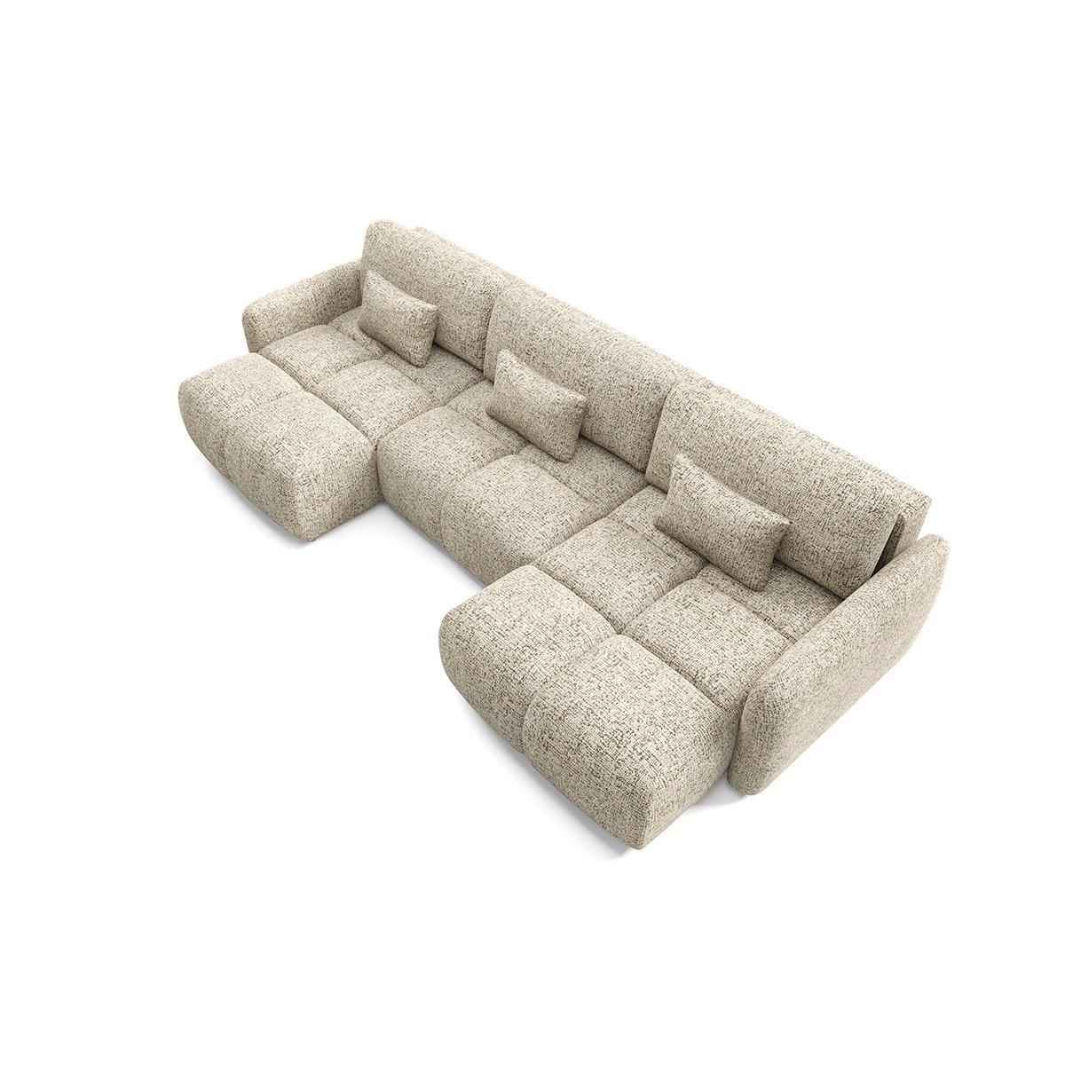 PANORAMASOFA 5 Sitzplätze Beige meliert - Beige, Holz (240/95/165cm) - Petits-meubles