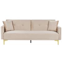 3-SITZER-SCHLAFSOFA Samtstoff Beige Lucan - Beige, Textil (190/75/90cm) - Beliani