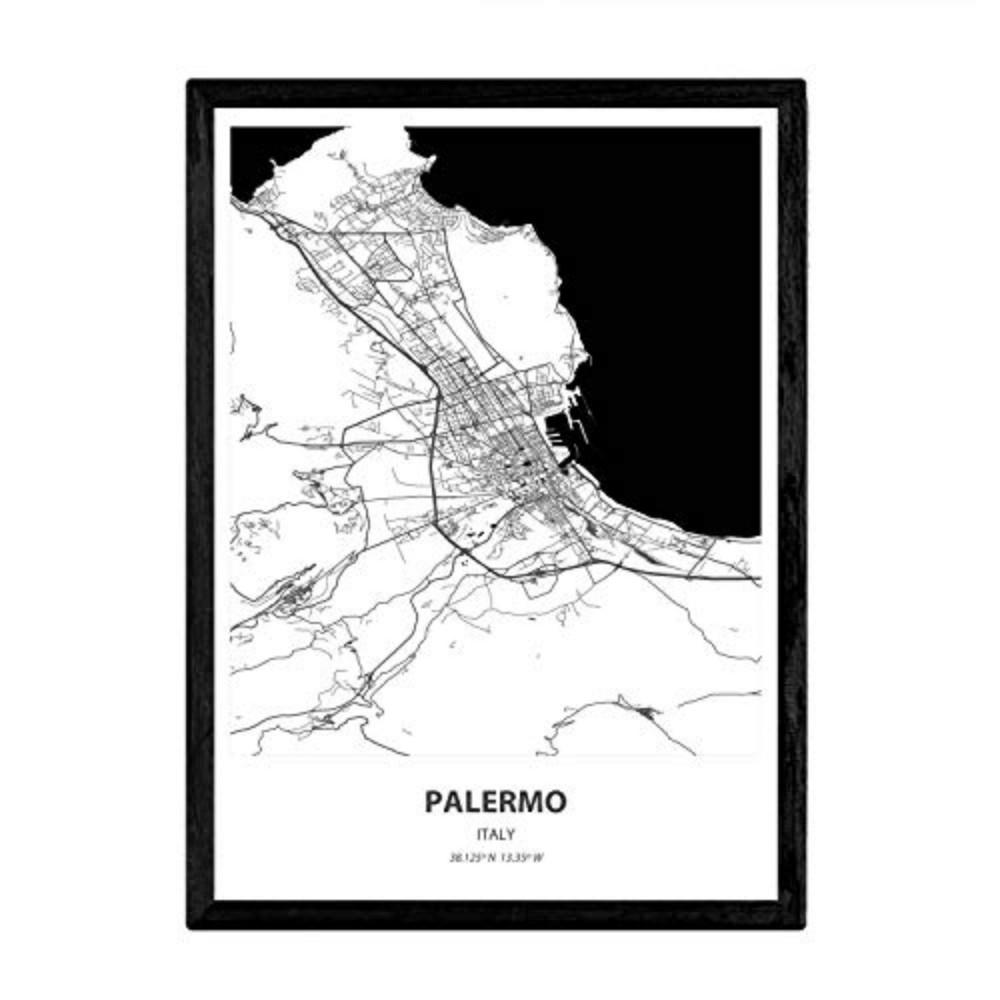 POSTER Karte Von Palermo - Italien A3 Rahmenlos - Klar, Papier (29.7/5/42cm) - Nacnic