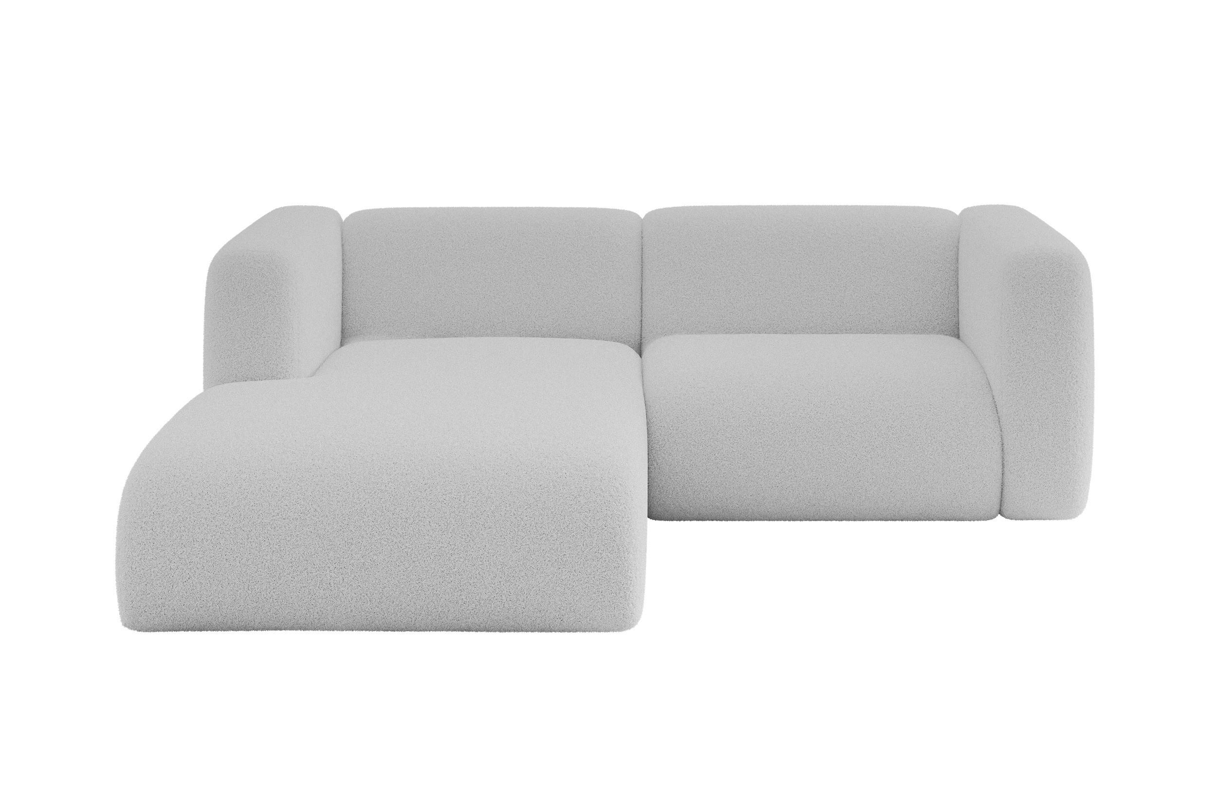 ECKSOFA Ottomane Links MIRA-L1 227x179x89 Hellgrau Bouclé - Silberfarben/Hellgrau, Holzwerkstoff/Kunststoff (227/179cm) - ALTDECOR