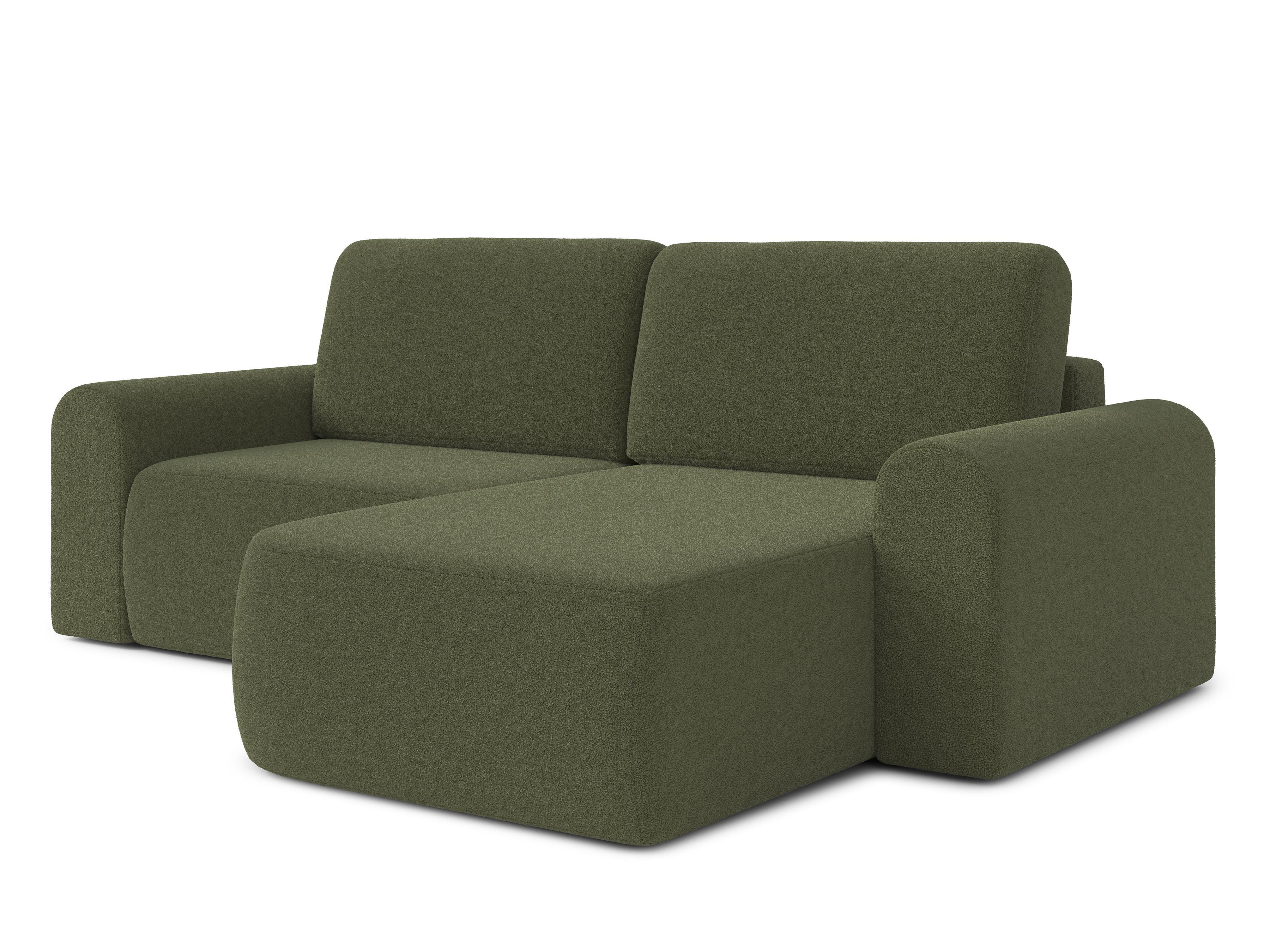 ECKSOFA L Form Otterton Olivgrün 250/180/95 cm Rechts mit Schlaffunktion - Schwarz/Grün, Kunststoff/Textil (250/180cm) - AX Living