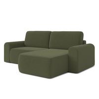 ECKSOFA L Form Otterton Olivgrün 250/180/95 cm Rechts mit Schlaffunktion - Schwarz/Grün, Kunststoff/Textil (250/180cm) - AX Living