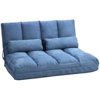 BODENSTUHL 2-in-1 Bodensessel Bett mit Rückenlehne 3 Positionen Verstellbar - Blau, Textil/Metall (73/60/102cm) - HOMCOM