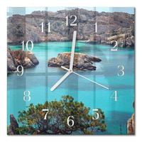 WANDUHR aus Glas 30x30 cm - Meereslandschaft - Braun, Glas (30/30/0.4cm) - TULUP