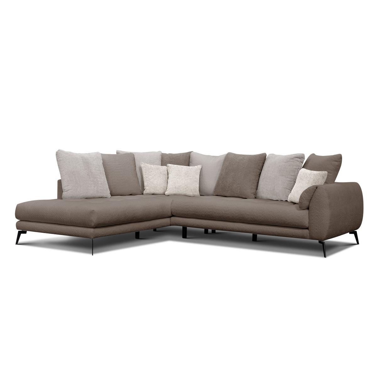 ECKSOFA CALME 5-Sitzer, beige und écru - Beige/Schwarz, Holz/Textil (294/229cm) - Wozimo