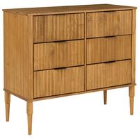 KOMMODE mit 6 Schubladen Kiefernholz Hellbraun Tauriac - Hellbraun/Braun, Holz (100/90/45cm) - Beliani