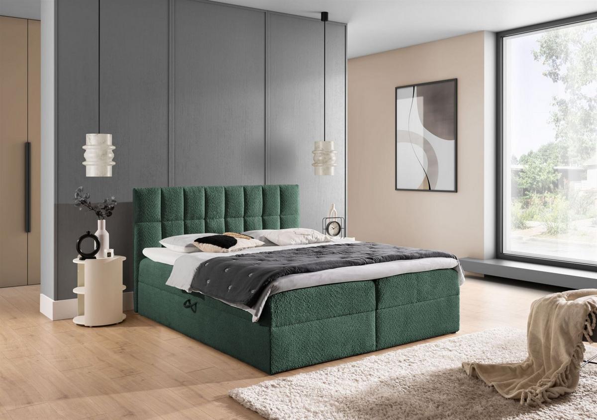 BOXBETT Dominga - Grün, Holzwerkstoff/Textil (180/200cm) - Fun Möbel