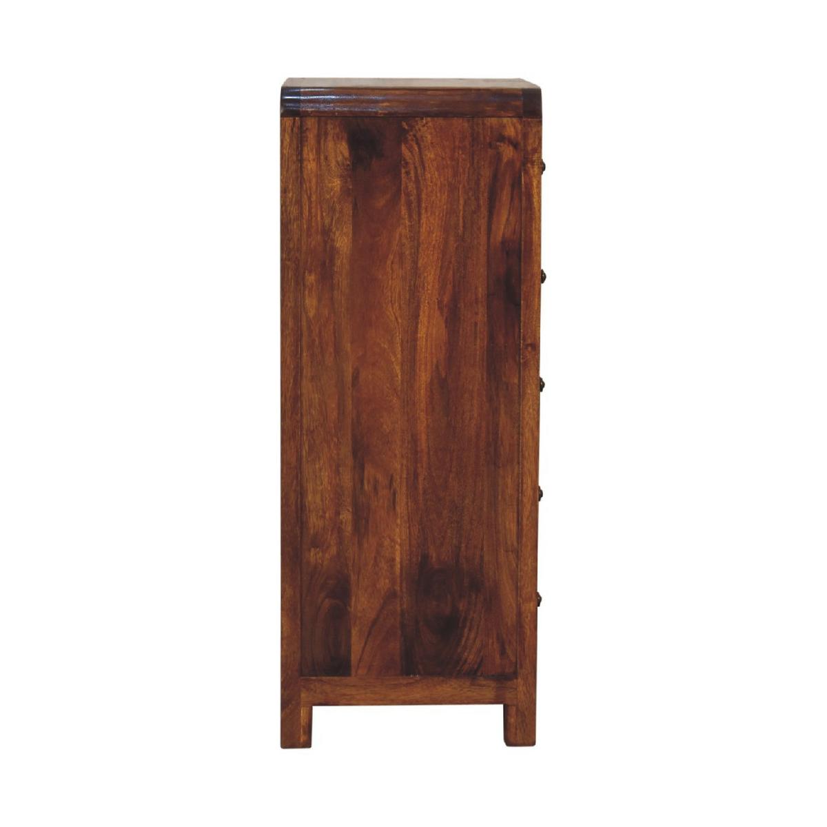 TALLBOY Aspen mit 5 Schubladen, Braun - Messingfarben/Braun, Mangoholz/Holz (45/90/35cm) - Artisan Furniture