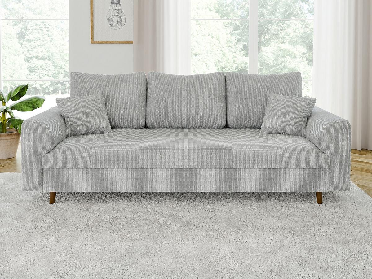3-SITZER-SOFA Sigurd Hellgrau Chenille - Hellgrau/Braun, Holz/Textil (210/81/93cm) - S-Style Möbel