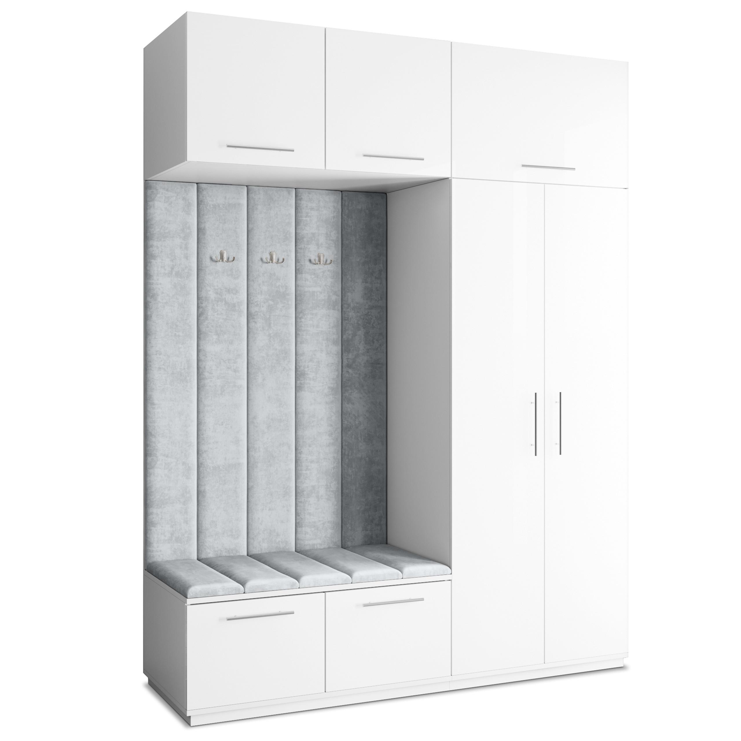 GARDEROBENSCHRANK REMA 180/240/60 cm Modern Weiß - Hellgrau/Weiß, Holzwerkstoff (180/240/60cm) - MASSENO