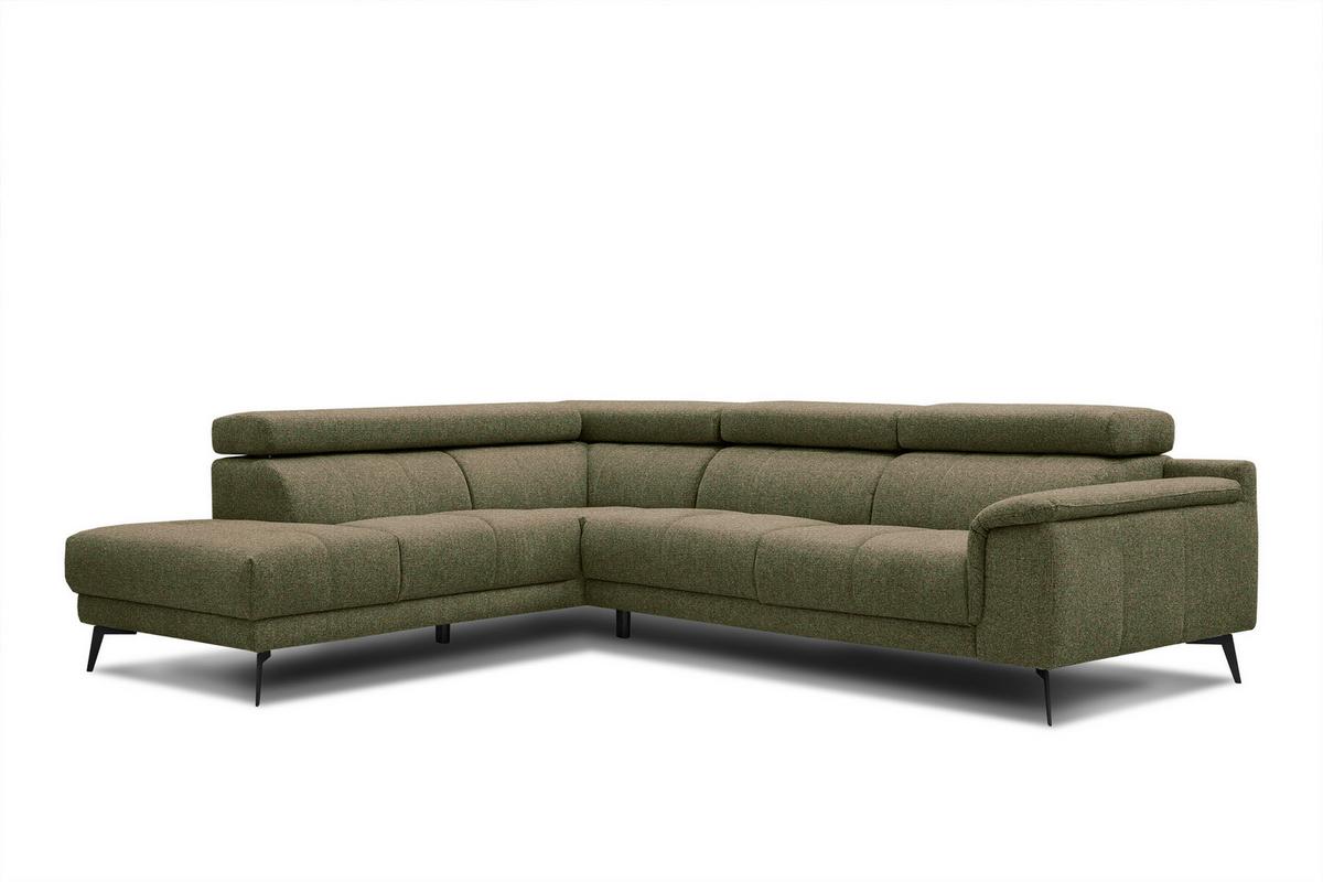 ECKSOFA FIERO 5-Sitzer, olivgrün - Schwarz/Olivgrün, Holzwerkstoff/Textil (158/269cm) - Wozimo