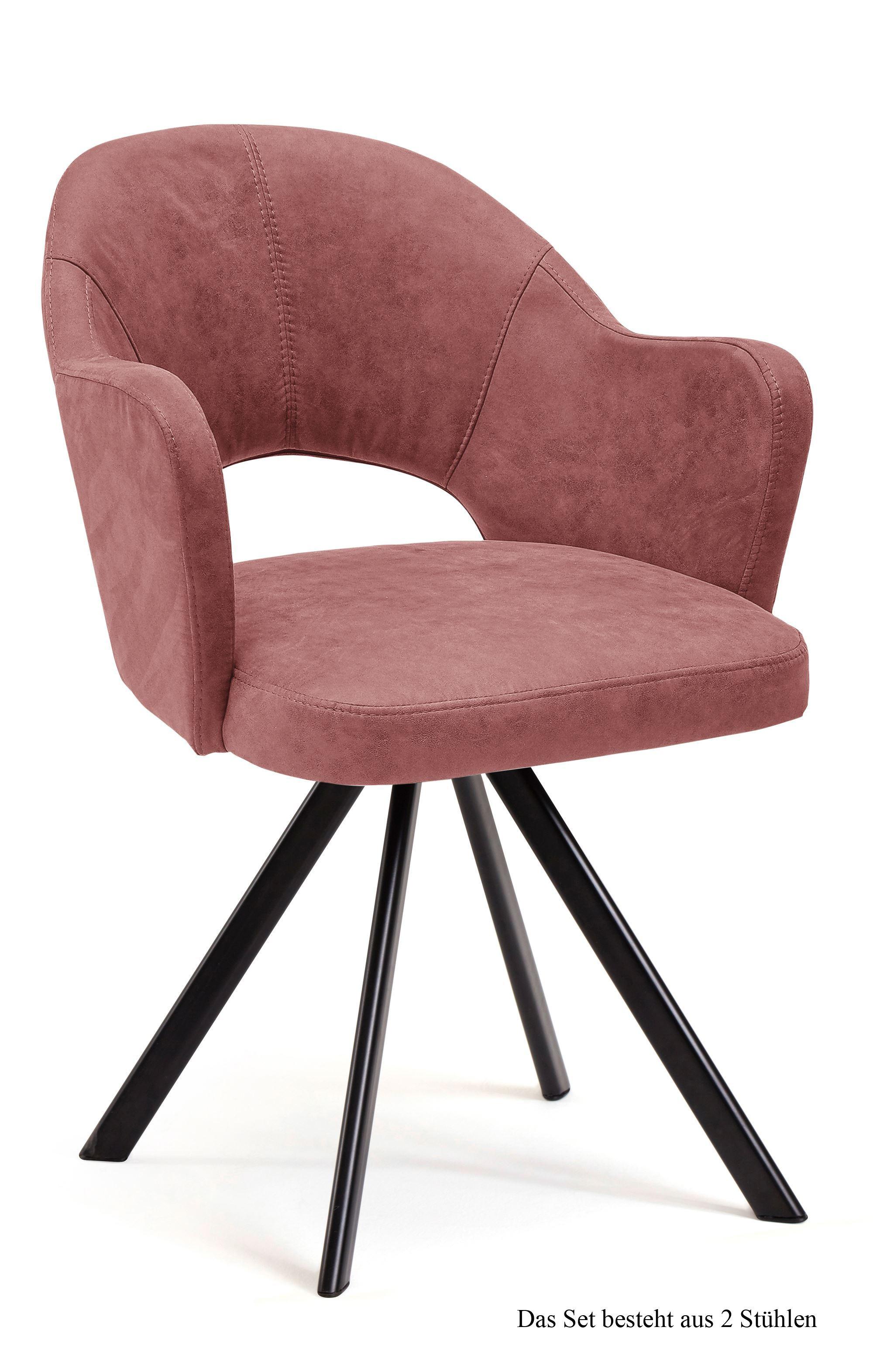 ARMLEHNSTUHL drehbar (2er-Set) Devon 59x87x61 Schwarz/Rosewood - Dunkelrosa/Schwarz, Kunststoff (61/87/59cm) - 58aufmkessel