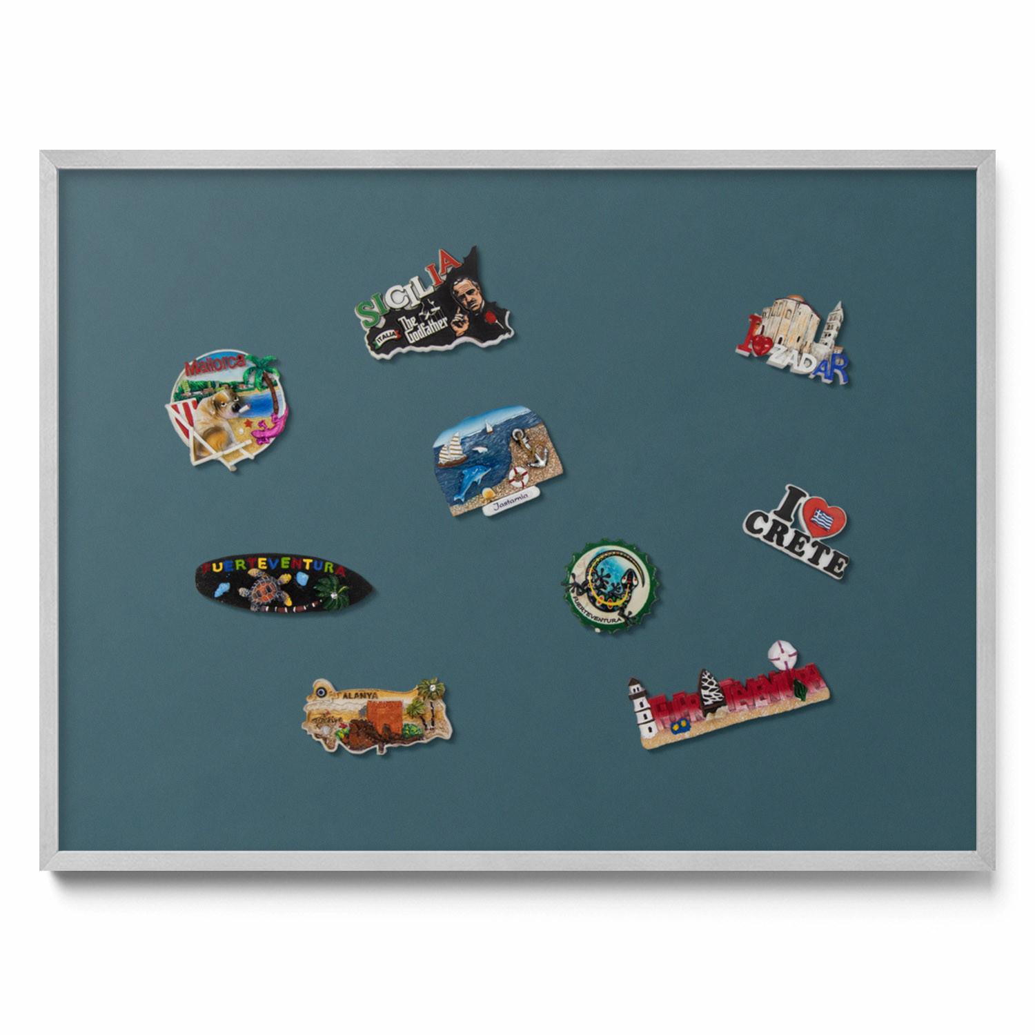 MAGNETTAFEL 80x60 cm Silberner Rahmen Dunkles Petrol - Smaragdgrün, Metall (80/60/0.4cm) - TULUP