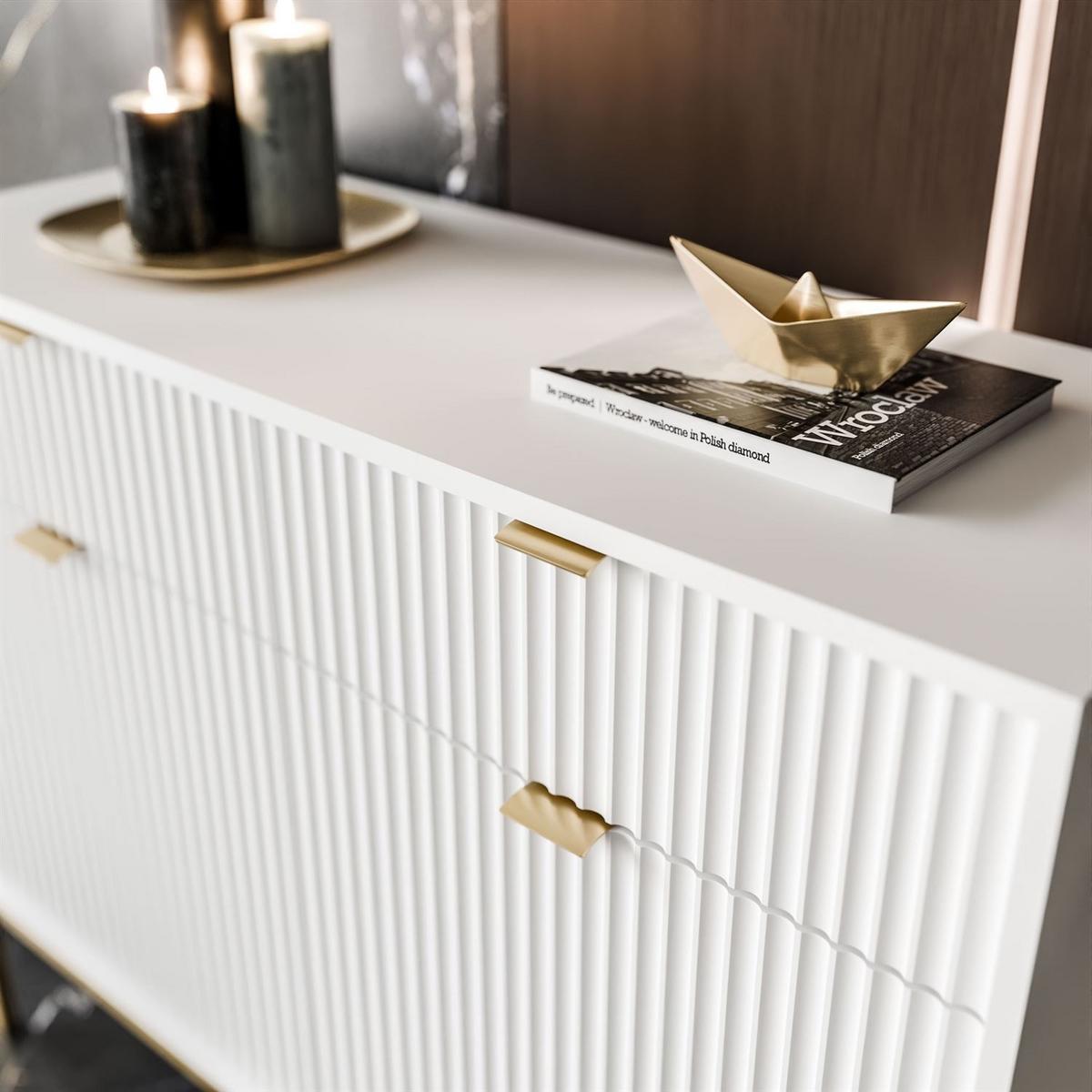 SIDEBOARD CORTADO GOLD KSZ104 MIT SCHUBLADEN WEISS - Weiß, Holzwerkstoff (104/83/39cm) - Lookway