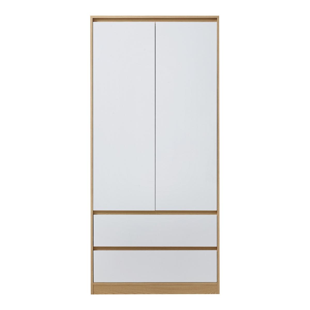 KLEIDERSCHRANK Bastheim - Eichefarben/Weiß, Holzwerkstoff (80/176/52cm) - [en.casa]