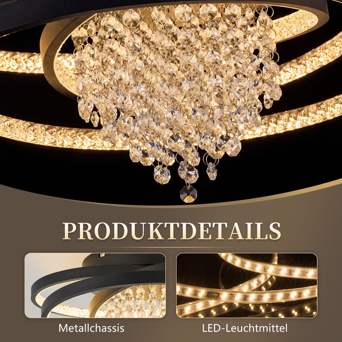 LED DECKENLEUCHTE Mivoris 48/25/20 cm - Schwarz, Metall (48/25/20cm) - ZMH