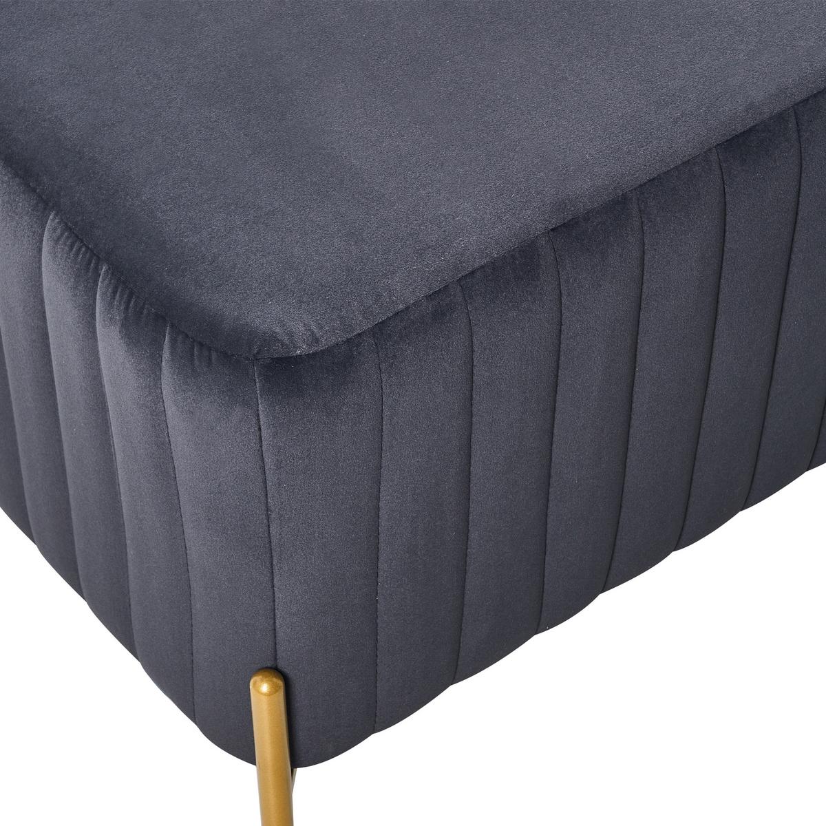 POLSTERBANK Samtstoff Schwarz Utah - Schwarz, Textil (91/43/47cm) - Beliani
