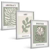 BILDER SET 3er Set - 40x60 cm Silberner Rahmen - Poster mit Pflanzenmustern von Matisse - Silberfarben, Kunststoff (40/60cm) - TULUP