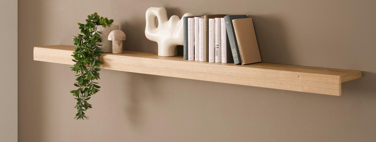 WANDBOARD in Evoke Eiche, Wandregal 200 cm - Kaschmir/Eichefarben, Holzwerkstoff (200/8/20cm) - Furn.Design