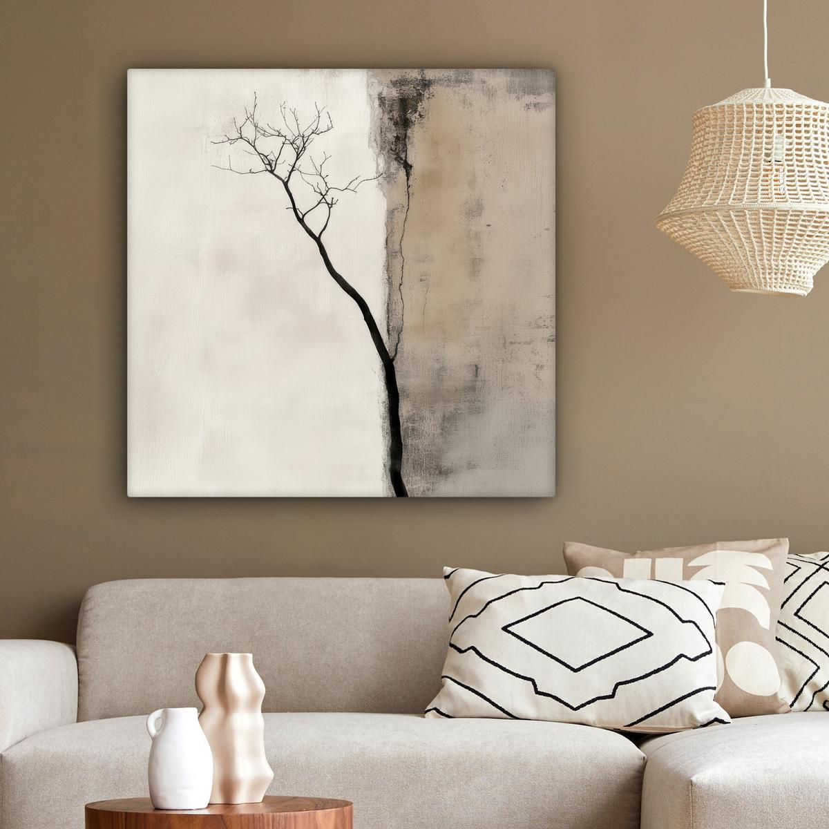 LEINWANDBILD Wabi sabi - Pflanze - Beige Deko Groß 90x90 cm - Taupe, Textil (90/90cm) - MuchoWow