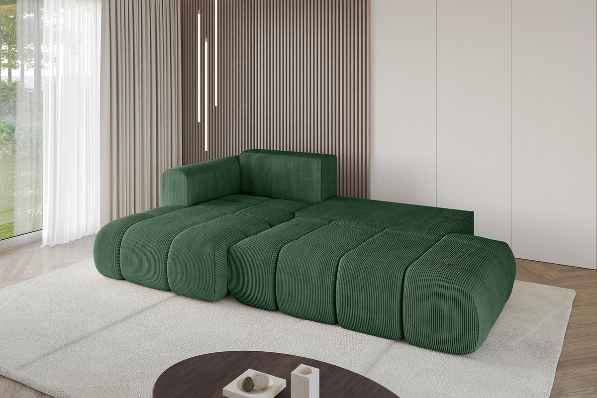 ECKSOFA Ottomane Links CLOUD-L-v1 280x185x90 Grün Cord - Grün, Holzwerkstoff/Kunststoff (180/289cm) - ALTDECOR