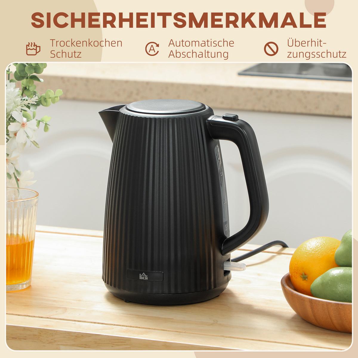 WASSERKOCHER aus Kunststoff Schwarz - Schwarz, Kunststoff (15.6/23.3/21.4cm) - HOMCOM