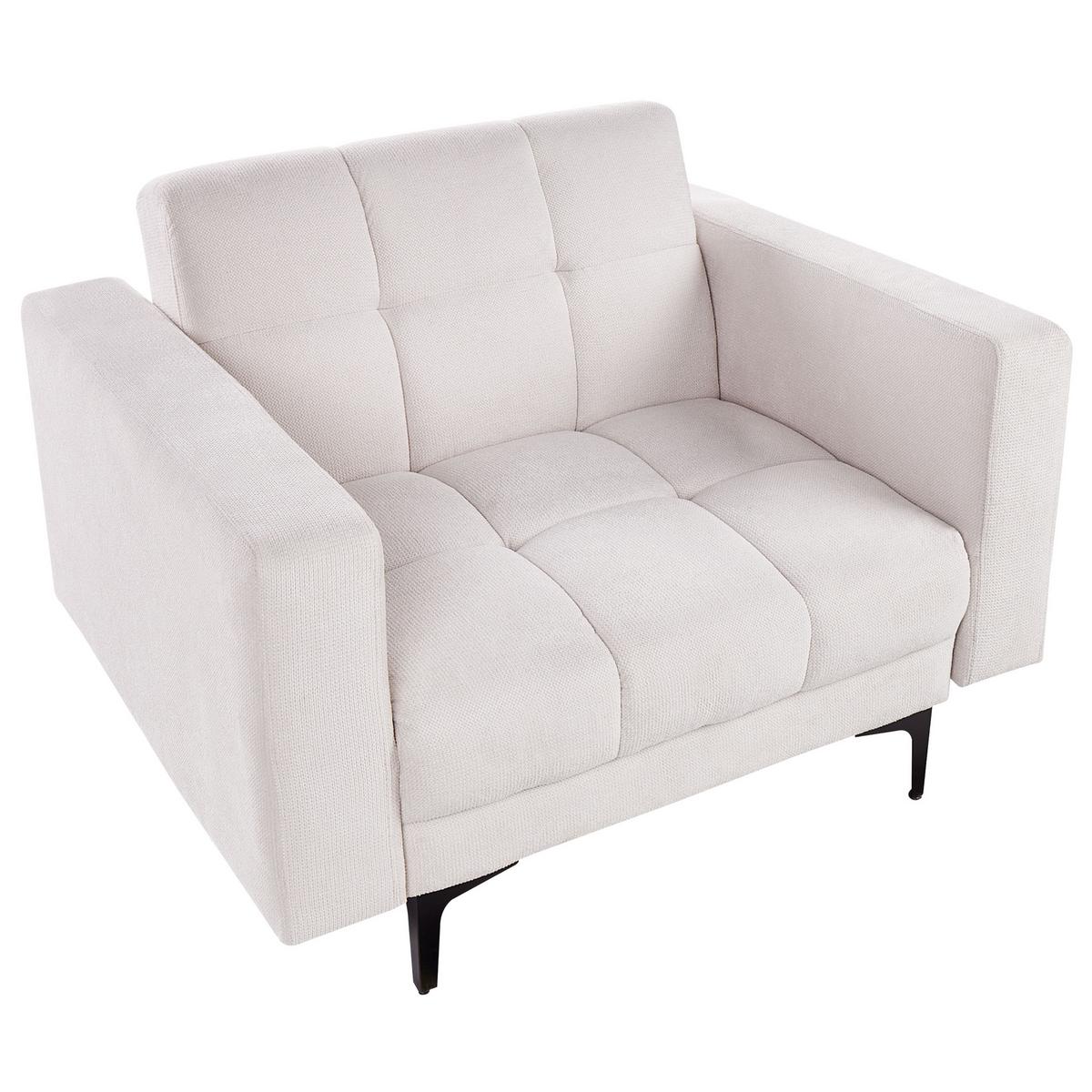 SESSEL Stoff Cremeweiß Alnes - Creme/Schwarz, Textil (110/77/89cm) - Beliani