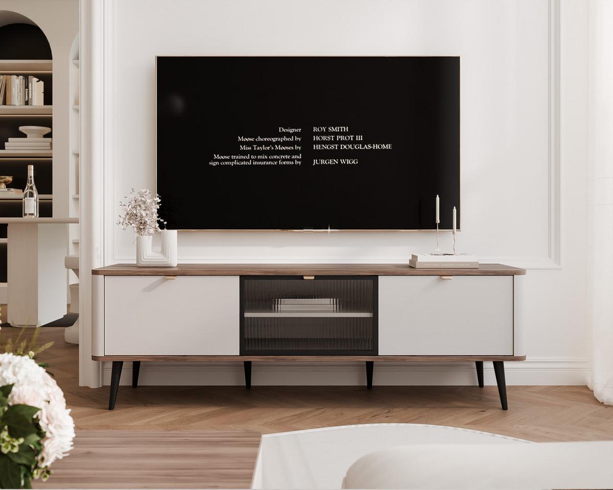 TV-LOWBOARD NAVANI stehend, 160 cm Kaschmir/Nussbaum - Nussbaumfarben/Schwarz, Holzwerkstoff/Metall (160/52/40cm) - Idohome