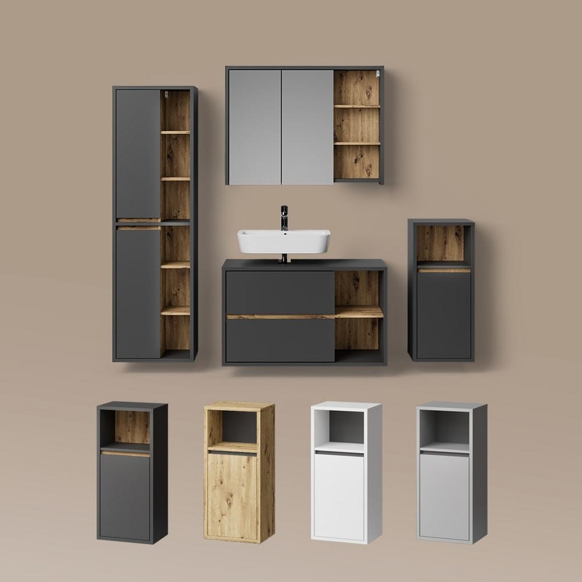 WASCHBECKENUNTERSCHRANK Vomano Anthrazit 100 x 60 cm - Anthrazit, Holzwerkstoff (100/60/45.5cm) - Livinity®