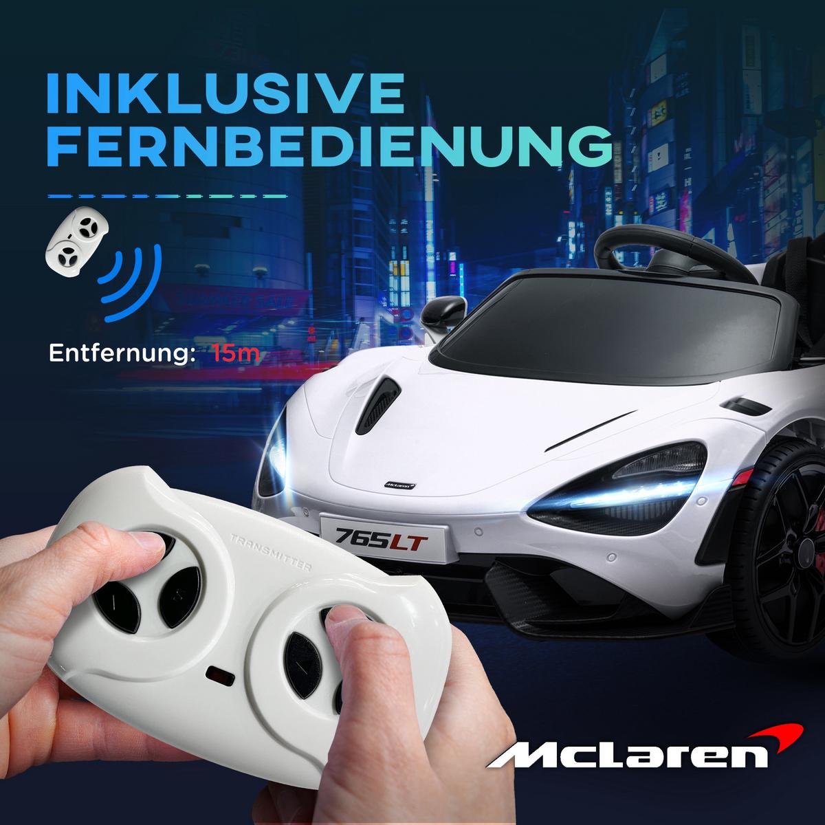 KINDER Elektroauto 12 V Kinderauto mit 2,4G Fernbedienung, MP3 Musik Weiß - Weiß, Metall (113/68/44cm) - AIYAPLAY