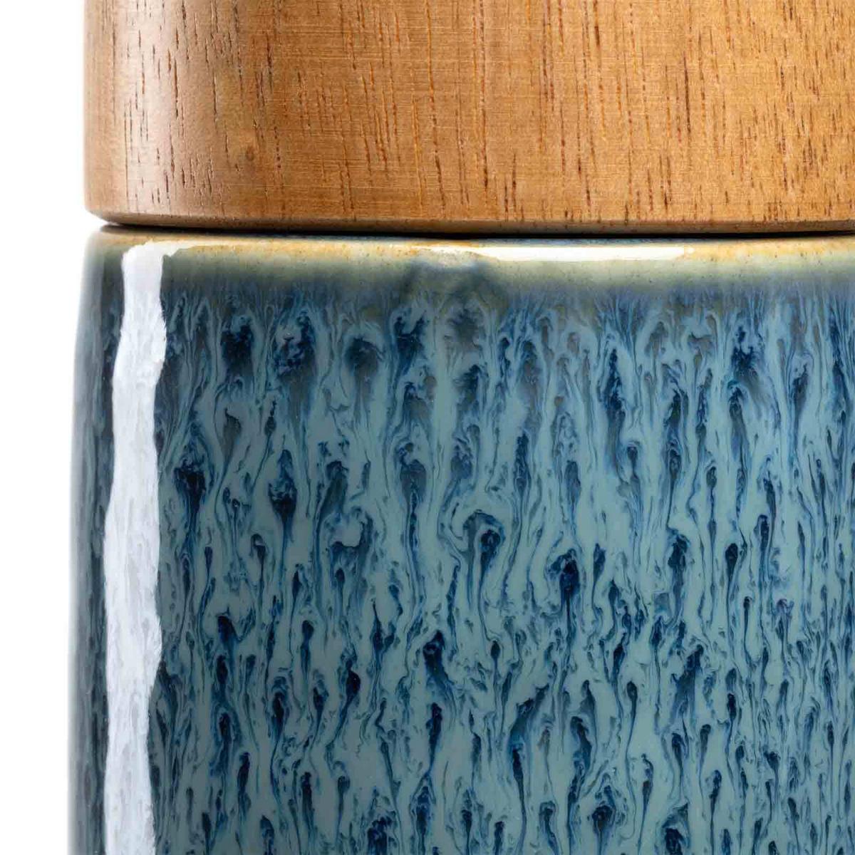 GEWÜRZMÜHLE MATERA blau 17 cm - Blau, Keramik/Holz (5.3/17.3/5.3cm) - Leonardo Living